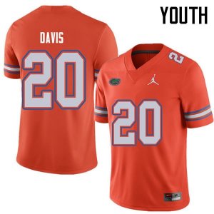 Youth Florida Gators #20 Malik Davis NCAA Jordan Brand Orange Authentic Stitched College Football Jersey OPY2762YC